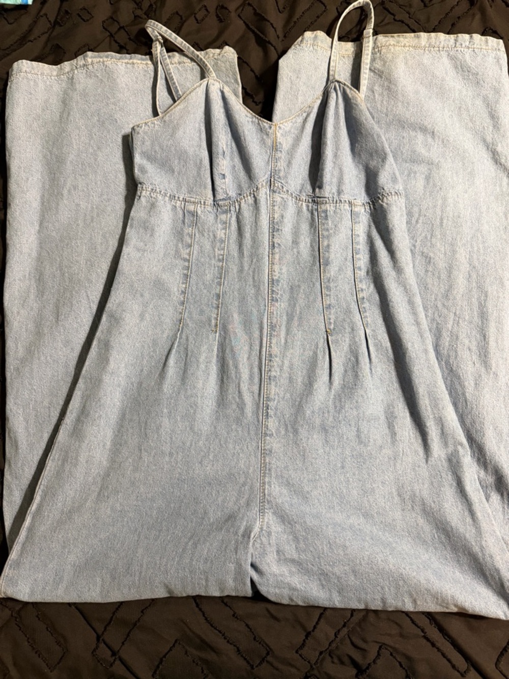 Light Wash Denim Spaghetti Strap Jumpsuit